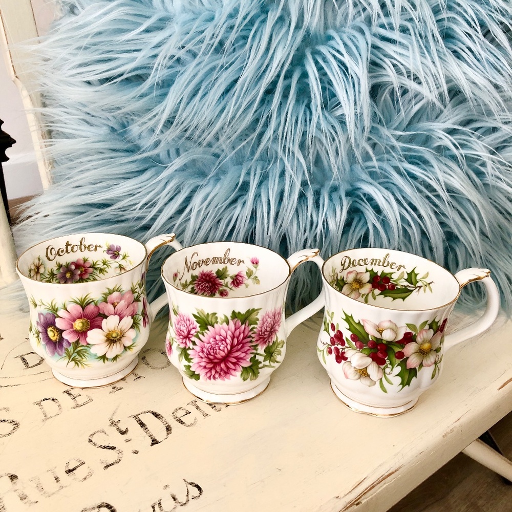 Royal Albert, Bone China, Flower Of The Month Series, China Teacup, Set Of 12 - Picture 6 of 15